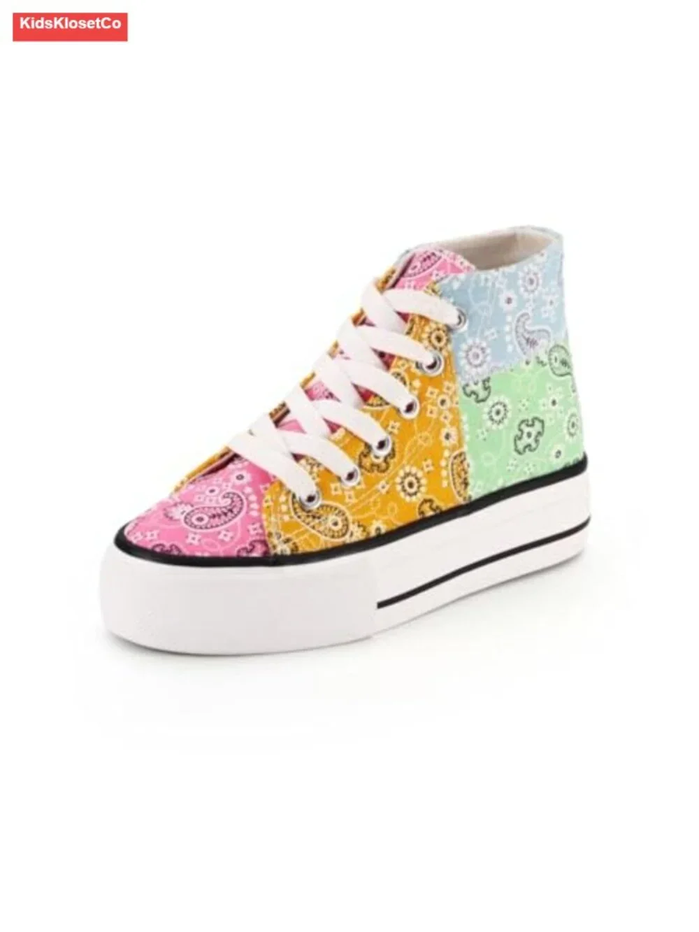 Girls Platform Canvas Lace-Up Sneakers Non-Slip Rubber Sole